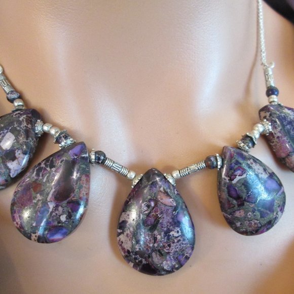 TURQUOISE GEMSTONE LADIES NATURAL 925 STERLING SILVER NECKLACE - Picture 1 of 8